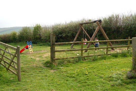 Farm play field with goalpost, swings etc